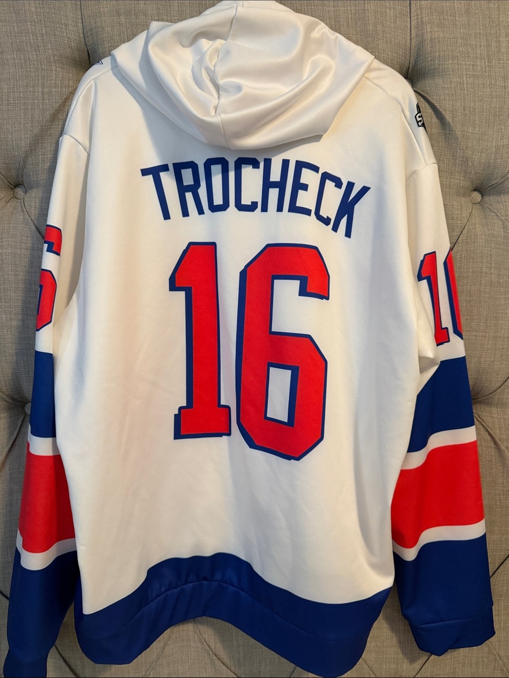 Fanatics White, Blue & Red NYR Crewneck Sweater - Picture 2 of 3